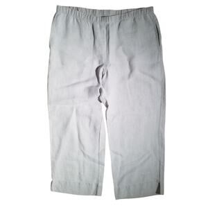 J Jill Small Cream 100% Linen Cropped Elastic Waist Pants